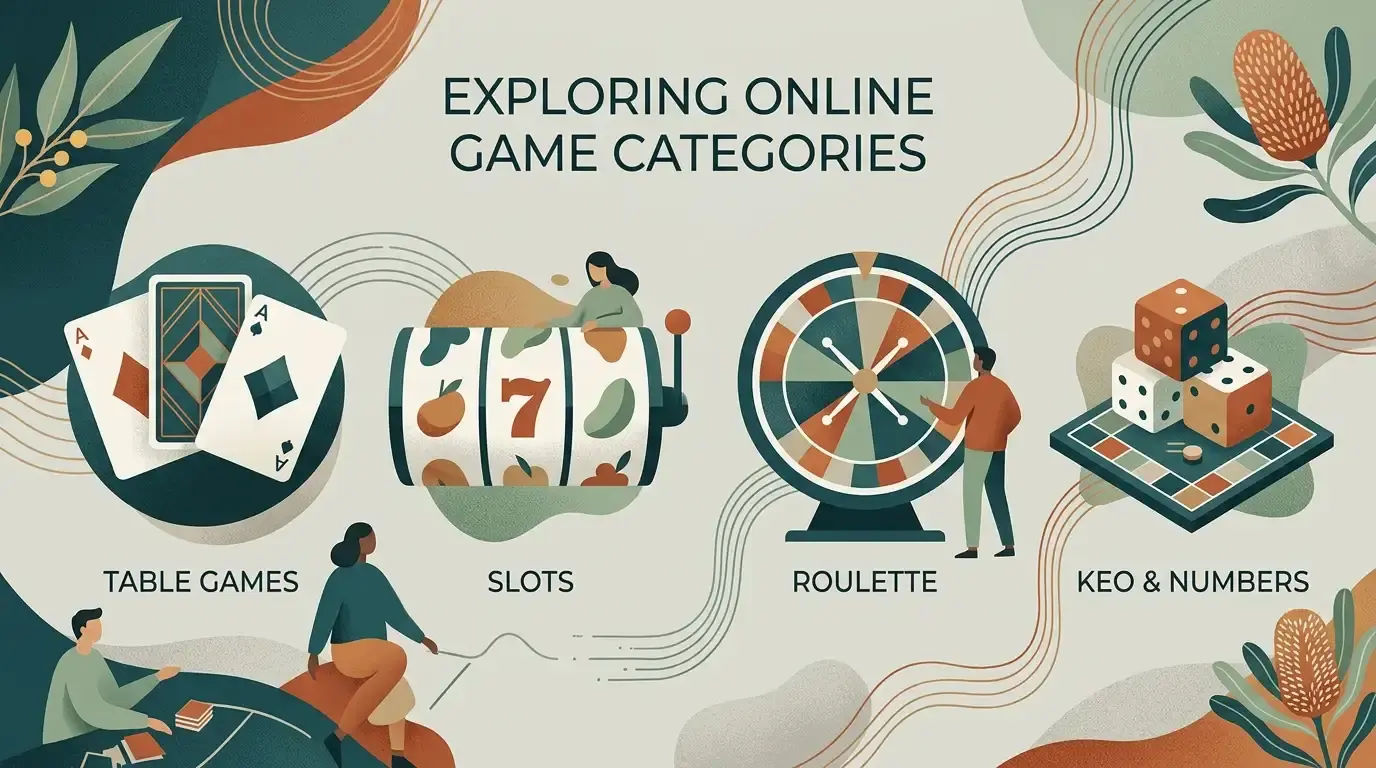 Abstract illustration of a varied online casino game library