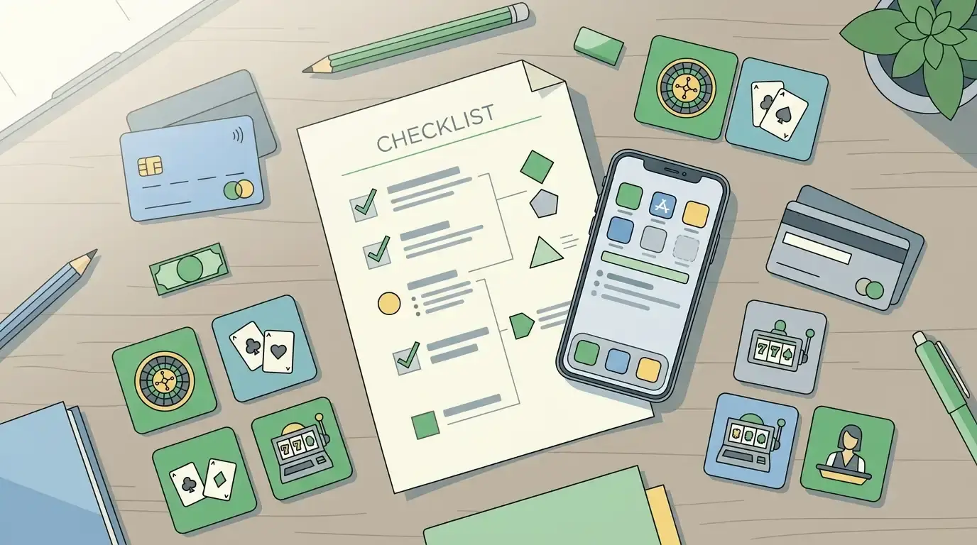 checklist illustration for reviewing an online casino from Australia