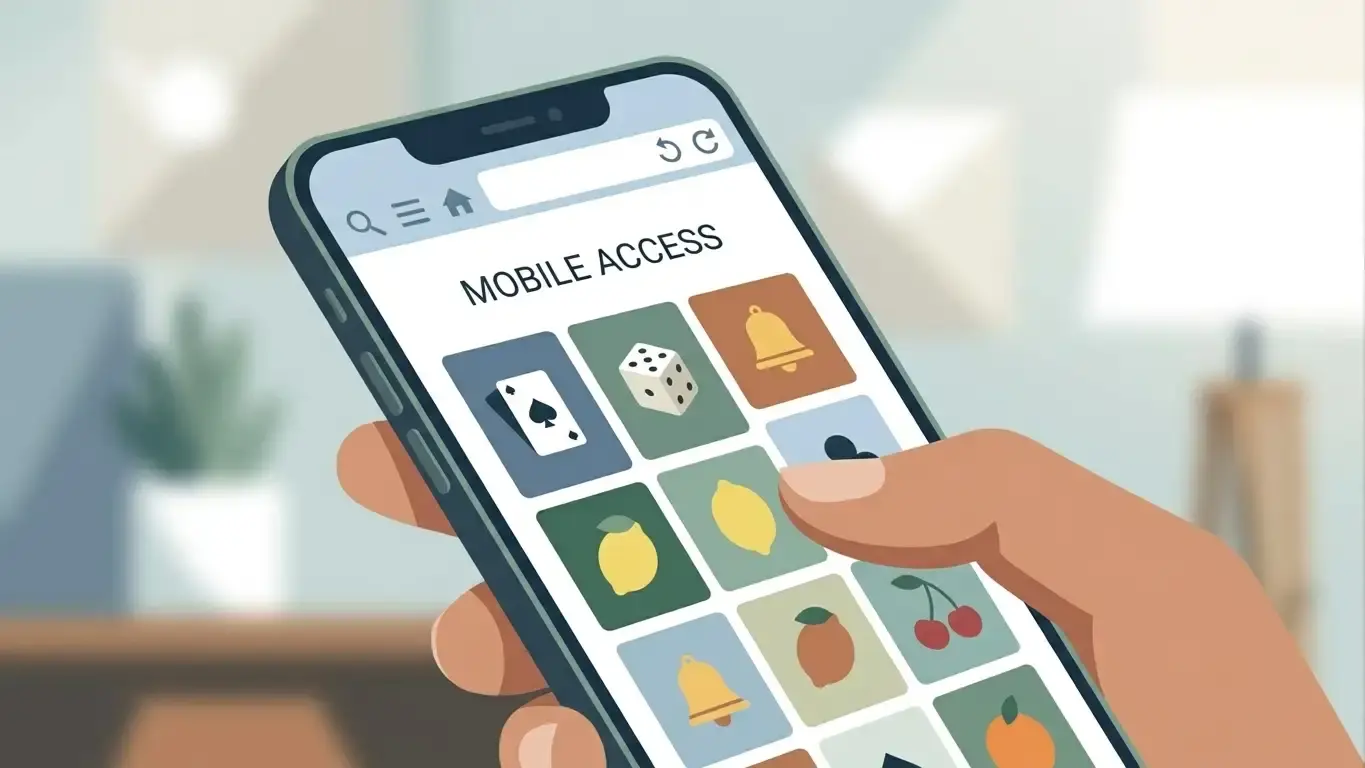 Generic smartphone displaying an abstract casino-style interface without branding
