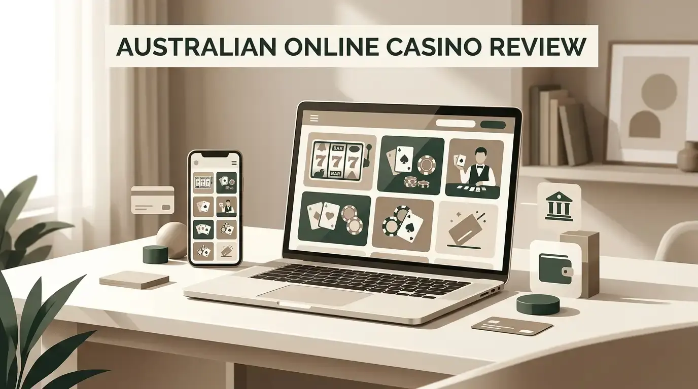 illustration of online casino browsing and payment choices