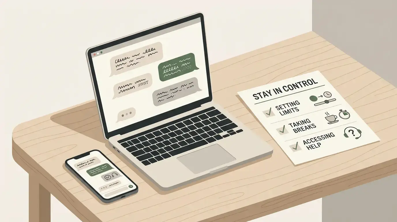 illustration of online customer support and safer gambling tools